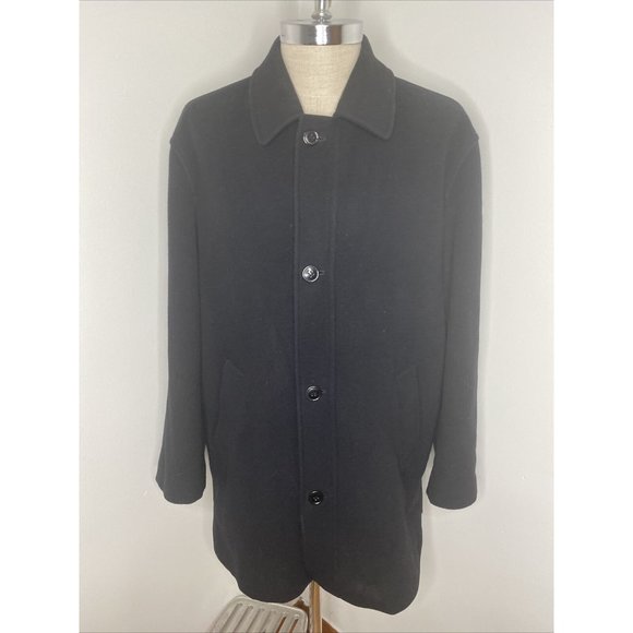 Lauren Ralph Lauren Men's Wool Cashmere Top Coat Mens 42 R Black Overcoat